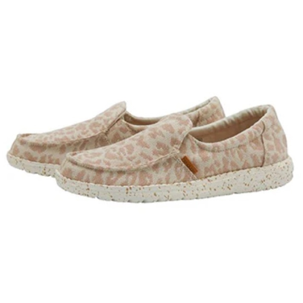 Women's Hey Dude Slip-On Shoes - Woven Cheetah Tan